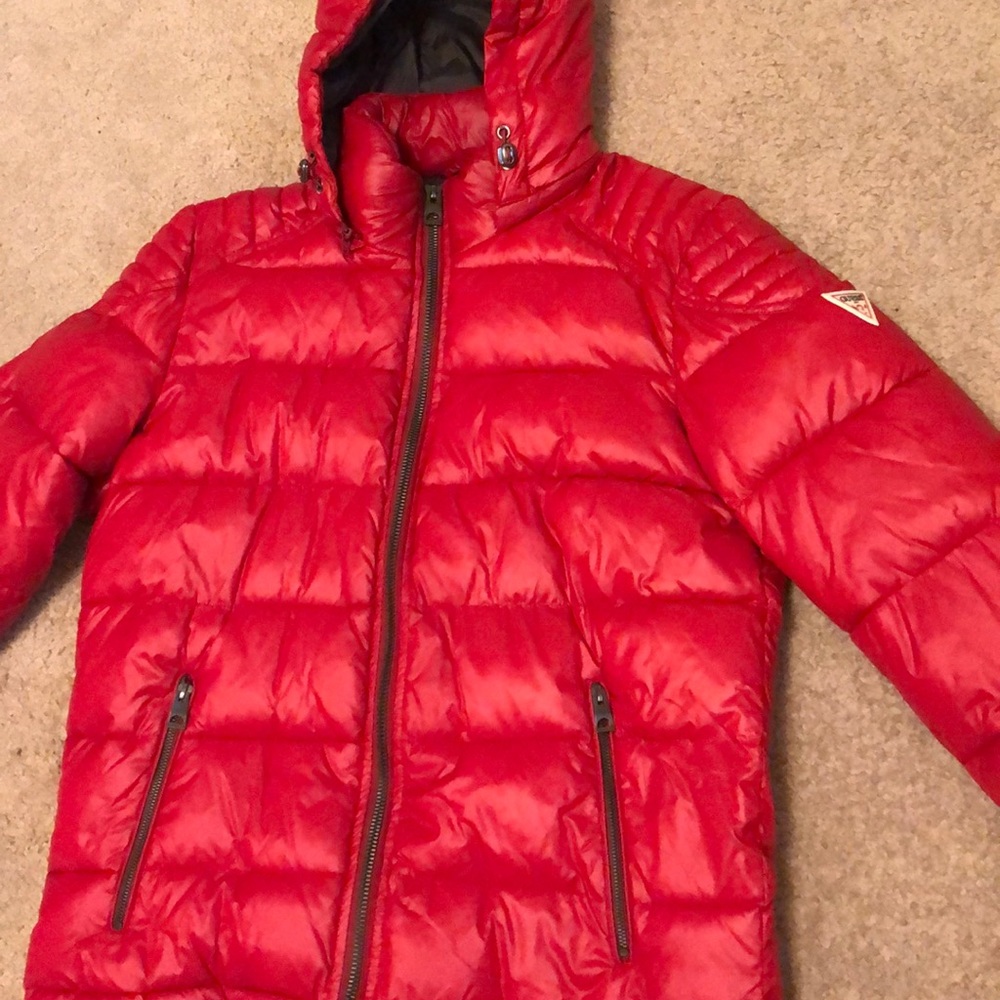 Red Guess Bubble Jacket